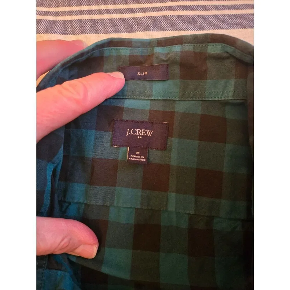 J. Crew Slim Green and Black Buffalo Plaid Shirt